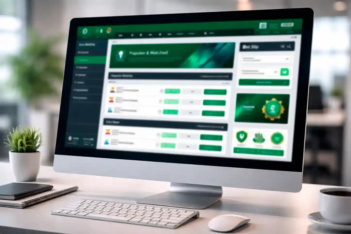 Interfaccia professionale di piattaforma di scommesse con indicatori di sicurezza