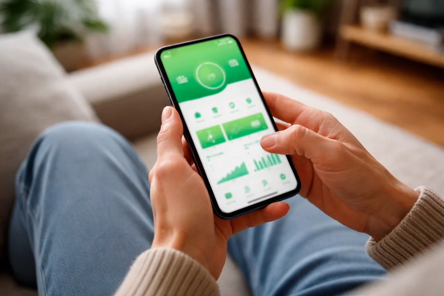 Persona che utilizza smartphone per scommesse sportive sul calcio