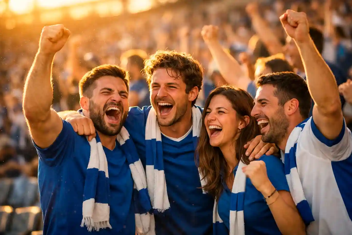 Tifosi italiani che esultano allo stadio durante una partita di Serie A