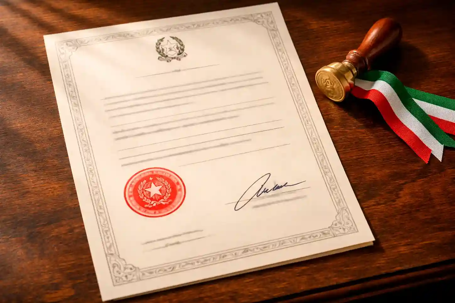 Documento ufficiale di licenza con timbro e certificazione di sicurezza