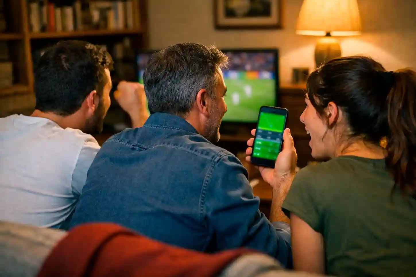 Tifosi che seguono partita Serie A con smartphone per scommesse live