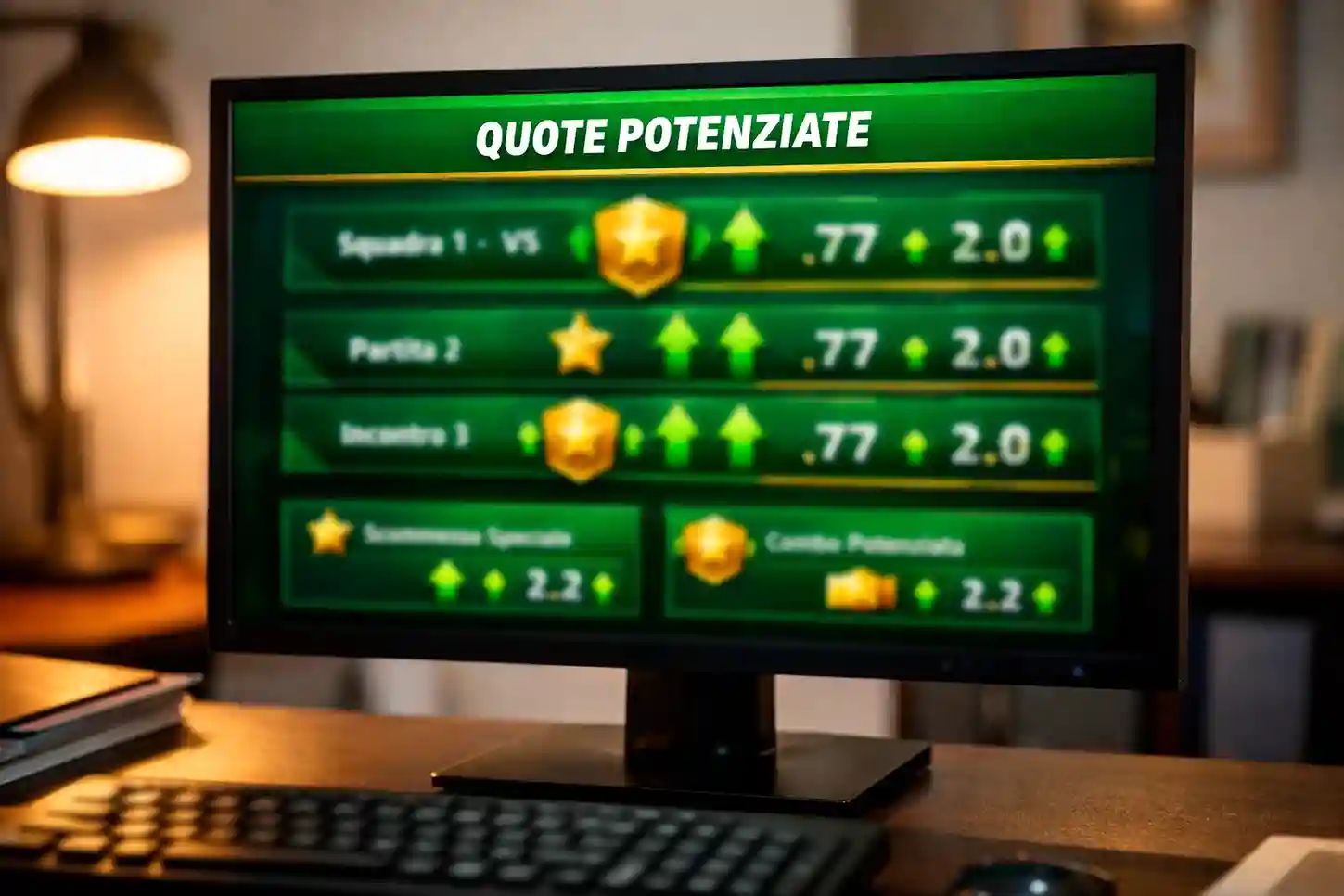 Schermo che mostra quote potenziate su partita di calcio Serie A