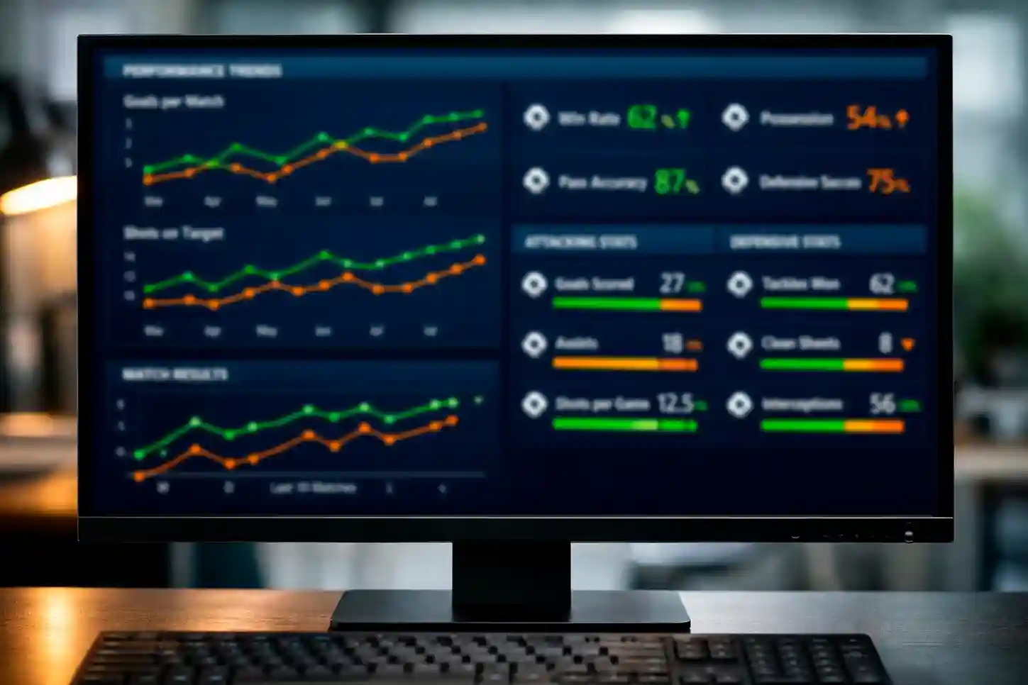 Dashboard con statistiche e grafici di rendimento squadre Serie A